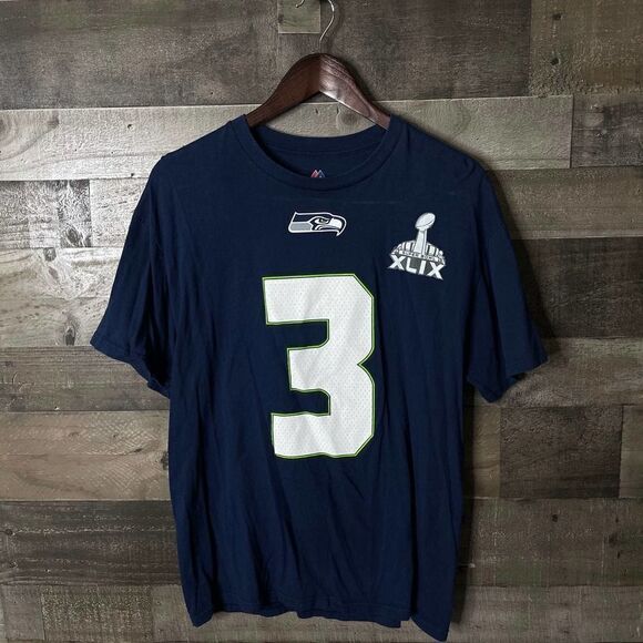 Majestic Seahawks Wilson Superbowl Shirt Large - Picture 1 of 2